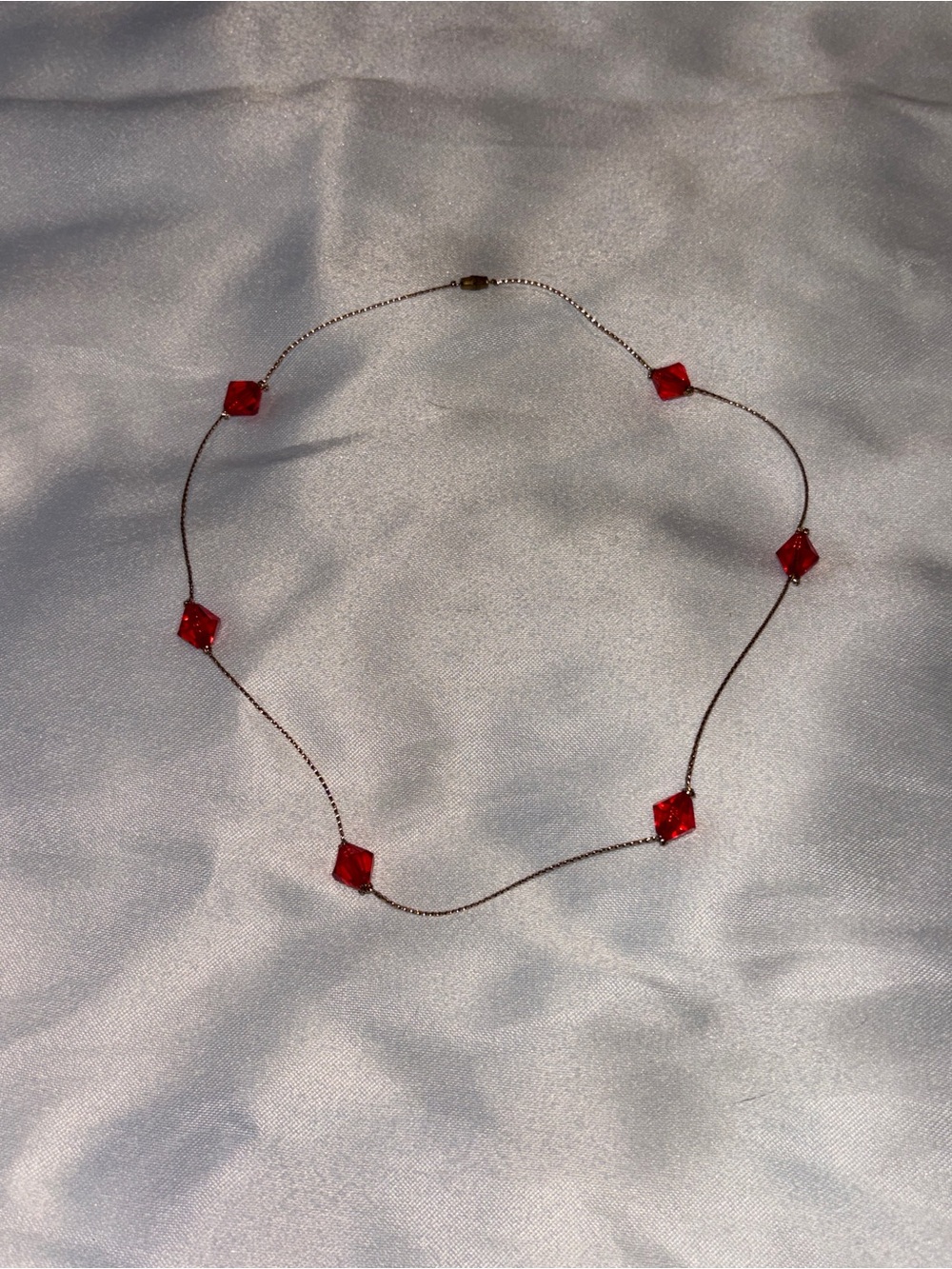 Elegant Dainty Red Crystal-Look Beaded Necklace | Y2K Minimalist Jewelry